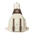 Zaino convertibile in tela da donna mini borsa a tracolla casual elegante zainetto - Bianco avorio