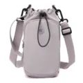 Minimalist grey crossbody bag with drawstring, perfect for daily casual and outdoor travel. - Lilac Purple