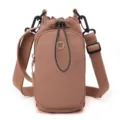Solid color drawstring crossbody bag, stylish casual small shoulder pouch with front zip pocket. - Candy Color