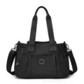 Black waterproof tote bag large capacity stylish shoulder crossbody bag for women daily - Black