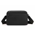 Black nylon crossbody bag for women, lightweight casual shoulder bag with zipper pockets. - Classic Black