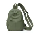 Water-resistant nylon women casual green backpack multi-functional daily commuting chest bag - Green
