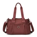 Spacious waterproof women handbag, stylish tote shoulder bag with crossbody strap for daily casual. - Red