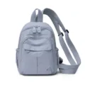 Lightweight nylon casual backpack in light blue, multi-functional daily commuting bag. - Blue