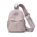 Women multifunctional nylon backpack casual travel anti splash chest bag daily commute - Light Pink
