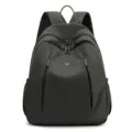 Black waterproof nylon casual backpack for women, stylish large capacity daily school daypack bag. - Feather Gray
