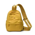 Yellow casual nylon backpack for women, large capacity daily school bag and travel daypack. - Yellow