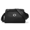 Black waterproof nylon women shoulder bag casual crossbody bag with logo strap design - Black