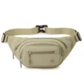 Khaki nylon fanny pack casual multi-zipper chest bag adjustable strap fashion waist bag - Mocha