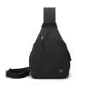 Women's black nylon chest bag, multi-layer large capacity casual crossbody backpack for outdoor. - Classic Black