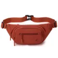 AOUAN casual multi-pocket nylon waist bag, stylish chest crossbody bag for daily outdoor travel. - Orange Red