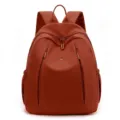 Minimalist waterproof nylon casual backpack for women, large capacity stylish school bag. - Orange Red