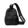 Black nylon lightweight backpack for women, convertible casual daypack with multi zipper pockets. - Black