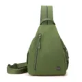 Women green nylon sling backpack, multi-layer casual crossbody chest bag for outdoor daily use. - Matcha Green