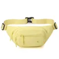 Light yellow nylon fanny pack casual waist bag adjustable strap daily chest bag women - Light Yellow