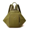 Olive green multi-functional women nylon backpack casual travel large capacity daypack daily bag - Brownish Yellow