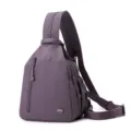 Stylish women's nylon sling backpack, multi-layer casual chest bag for outdoor travel. - Lilac Purple