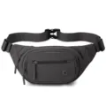 Dark grey casual fanny pack with multi-zipper pockets and adjustable strap for women. - Feather Gray