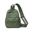 Stylish green nylon convertible backpack for women, casual multi-pocket daypack for daily commute. - Green