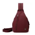 Wine Red Nylon Sling Bag Casual Chest Crossbody Bag Multi-Pocket Travel Daypack for Women - Waxberry Purple