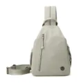 Simple women chest bag multi-layer large capacity nylon casual messenger bag light gray - Milky Apricot