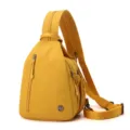 Stylish yellow nylon sling bag for women, multi-layer chest crossbody backpack for casual use. - Lemon Yellow