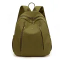 Casual waterproof nylon backpack for women, large capacity daily travel school bag - Brownish Yellow