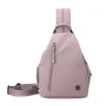 Women nylon sling chest bag casual multi-layer crossbody backpack outdoor stylish daily - Lotus root pink