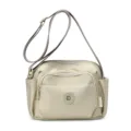 Borsa a tracolla casual da donna in nylon, borsa leggera multitasche color kaki. - Bianco avorio