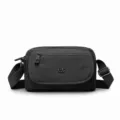 Black nylon multi-layer crossbody bag for women, casual messenger shoulder bag with strap. - Black