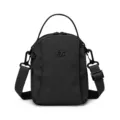 Black nylon crossbody bag, lightweight multi-layer shoulder bag with top handle and strap. - Black