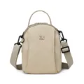 Lightweight nylon crossbody bag for women, casual multi-layer shoulder bag with top handle. - Khaki