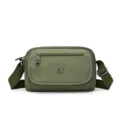 Olive green nylon crossbody bag, casual multi-layer shoulder bag for women daily use. - Green