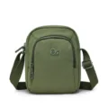 Casual nylon crossbody bag for women, multi-layer small square shoulder bag in army green. - Green