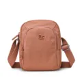 Nylon crossbody bag for women, casual multi-layer shoulder bag in pink, compact design. - Brick Red