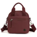 Maroon canvas crossbody bag for women, casual small shoulder bag with top handle and zippers. - Waxberry Purple