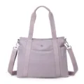 Stylish purple oxford cloth tote bag with top handles and shoulder strap for daily commuting. - Lilac Purple