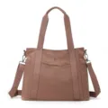 Women Oxford Cloth Shoulder Tote Bag Large Capacity Casual Commuting Handbag Mauve - Candy Pink