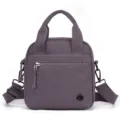 Casual canvas crossbody bag with top handle and zipper pocket, lightweight purple shoulder bag - Lilac Purple
