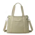 Large capacity nylon tote bag casual commuter shoulder bag with crossbody strap - Mocha