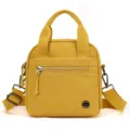 Casual canvas women crossbody bag, lightweight shoulder handbag with top handle and zip pocket. - Lemon Yellow