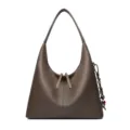 Brown Leather Hobo Shoulder Bag Stylish Casual Commuter Underarm Tote Daily Bag - Gray