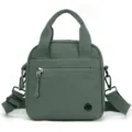 Grey green canvas crossbody bag, lightweight casual handbag with top handles and shoulder strap. - Greengage Green