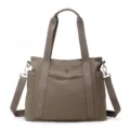 Large capacity Oxford cloth women shoulder tote bag with crossbody strap and top handles. - Rose Pink