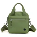Lightweight canvas crossbody bag for women, casual small shoulder handbag with top handle. - Matcha Green