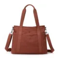 Brown oxford cloth shoulder bag large capacity tote bag stylish commuter crossbody bag - Orange Red