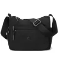Women casual nylon crossbody shoulder bag, versatile multi-pocket travel daily black purse - Black