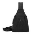 Multifunctional women sling backpack stylish versatile large capacity cross body chest bag. - Black