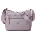 Lightweight nylon crossbody shoulder bag for women, casual travel commuting bag in light purple. - Lilac Purple