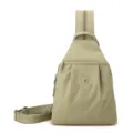 Stylish light green nylon sling bag for women, versatile multi-functional daily chest backpack. - Mocha